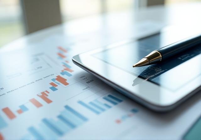 Financial data analysis professionally displayed on screens